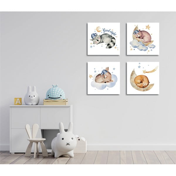 Obrazy zestaw 4 szt. 30x30 cm Good Night – Wallity-image-1
