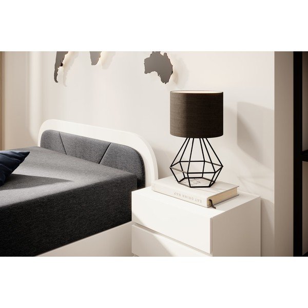 Białe/ciemnoszare tapicerowane/z płyty wiórowej łóżko jednoosobowe ze schowkiem z materacem 80x190 cm Parys – ELTAP-image-4