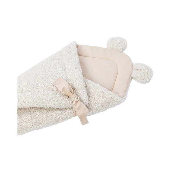 Kremowy rożek niemowlęcy z materiału sherpa 35x65 cm – Meowbaby-image-3