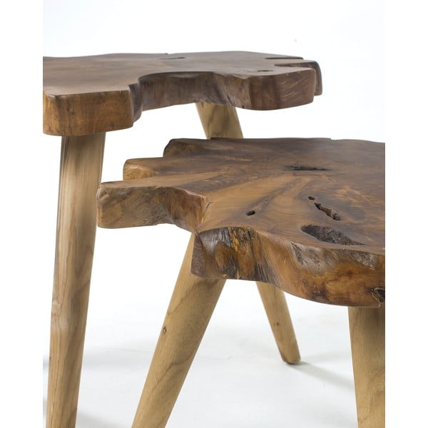 Stoliki zestaw z litego drewna tekowego 2 szt. 50x60 cm Hattie – Kave Home-image-2