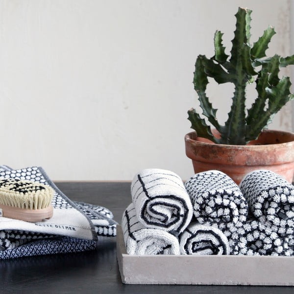 Czarno-białe bawełniane ręczniki zestaw 2 szt. 40x60 cm Grid – Mette Ditmer Denmark-image-2