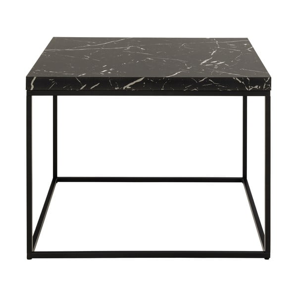Czarny stolik z blatem w dekorze marmuru 60x60 cm Barossa – Actona
