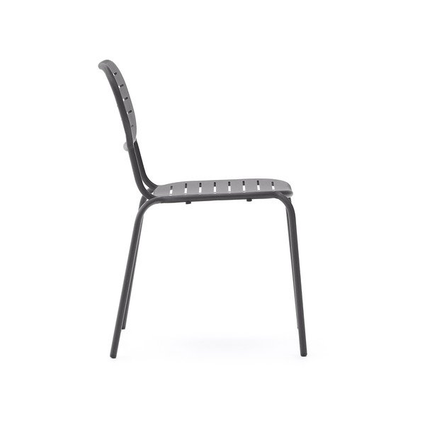 Ciemnoszare metalowe krzesło ogrodowe Brai – Kave Home-image-3