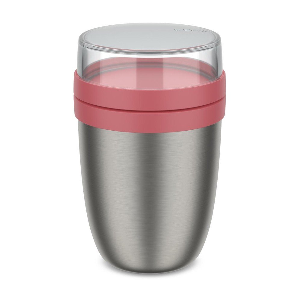 Jasnoczerwony/w kolorze srebra termos na jedzenie ze stali nierdzewnej 500 ml Ellipse – Mepal