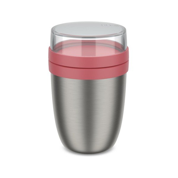 Jasnoczerwony/w kolorze srebra termos na jedzenie ze stali nierdzewnej 500 ml Ellipse – Mepal