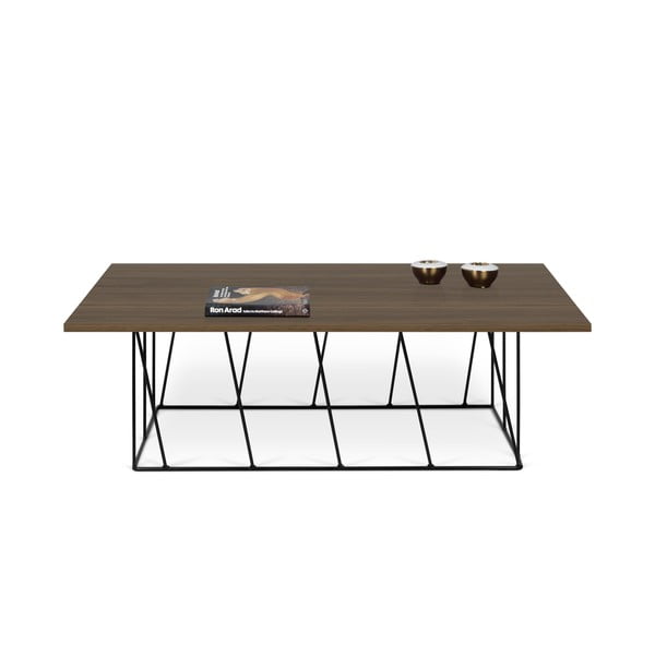 Stolik z blatem o dekorze orzecha i czarnymi nóżkami TemaHome Helix-image-2