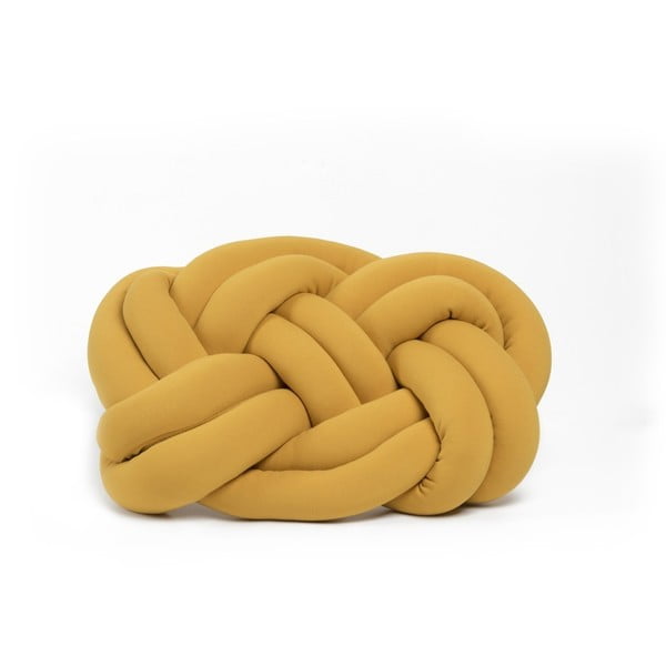 Musztardowa poduszka Cloud Knot Decorative Cushion, 40x32 cm