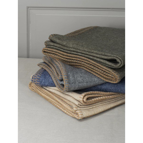 Beżowy koc z mieszanki wełny 145x200 cm Ahwi – Blomus-image-3