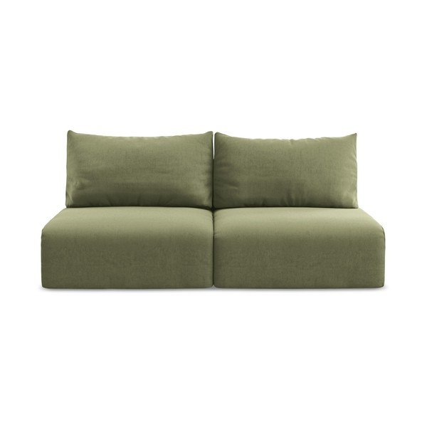 Zielona aksamitna rozkładana/ze schowkiem sofa 216 cm Kalena – Makamii