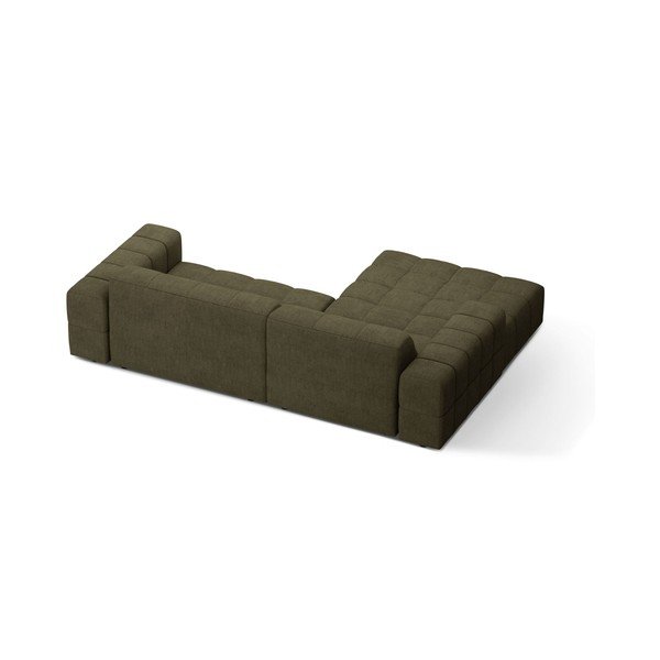 Narożnik z tkaniny szenilowej (lewostronny/z szezlongiem) w kolorze khaki Chicago – Cosmopolitan Design-image-2