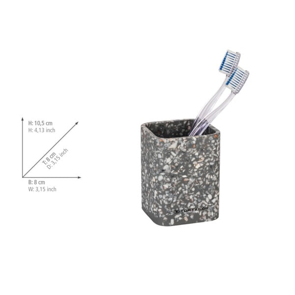 Szary kubek na szczoteczki do zębów z żywicy polimerowej Tom Tailor T-Terrazzo – Wenko-image-4
