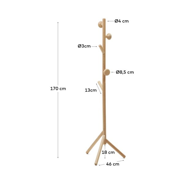 Wieszak z litego drewna bukowego w naturalnym kolorze 46x170 cm Nadue – Kave Home-image-4