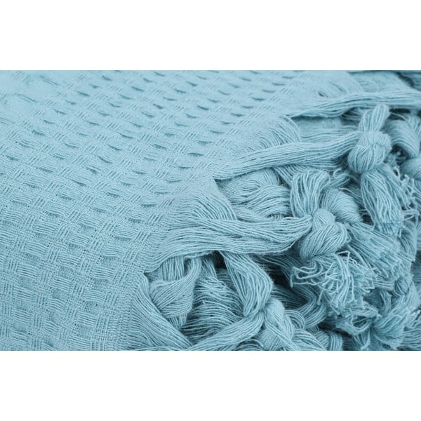 Niebieska narzuta bawełniana na łóżko dwuosobowe Mijolnir, 220x240 cm-image-1