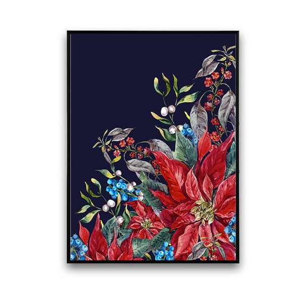 Plakat z kwiatami, czarne tło, 30 x 40 cm
