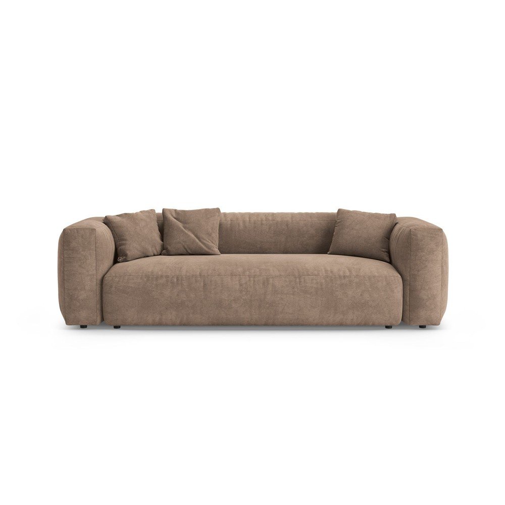 Beżowa aksamitna rozkładana sofa modułowa 264 cm Martina – Micadoni