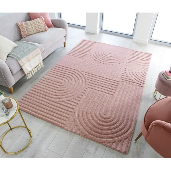 Różowy dywan wełniany Flair Rugs Zen Garden, 160x230 cm-image-1
