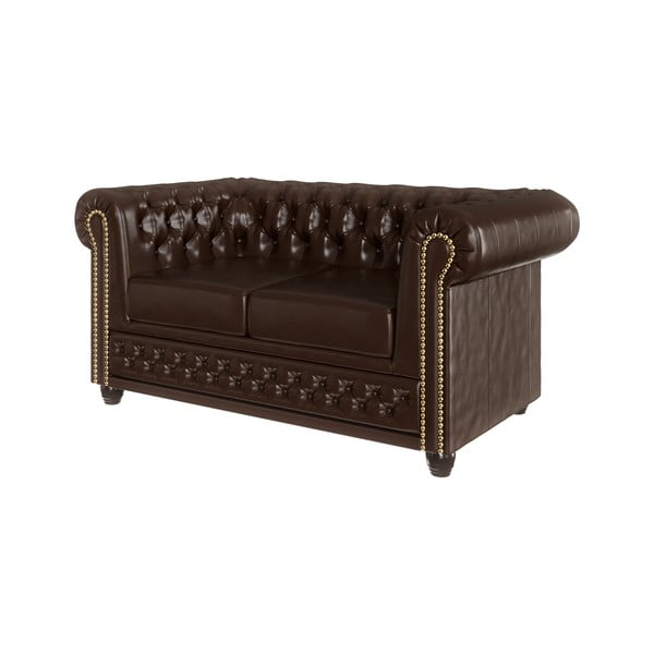 Ciemnobrązowa sofa z imitacji skóry 148 cm York – Ropez