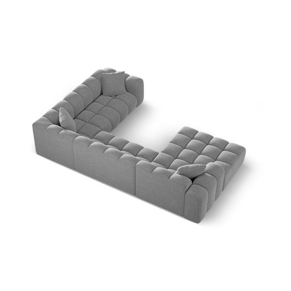 Jasnoszary narożnik z tkaniny szenilowej (prawostronny/w kształcie litery U) Treno – Cosmopolitan Design-image-3