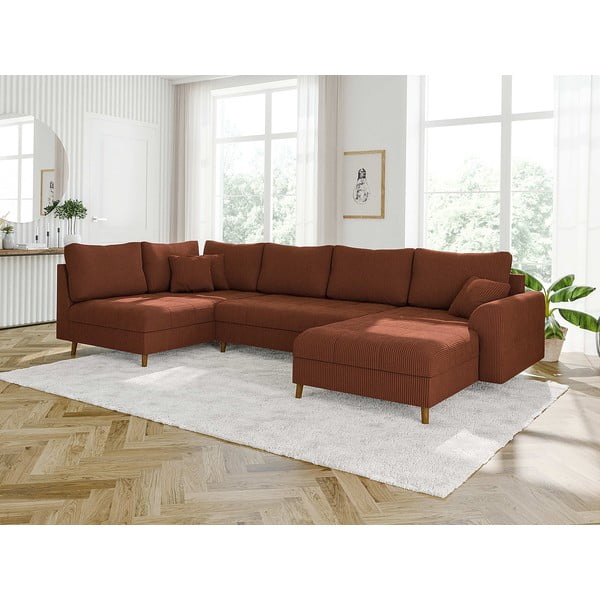 Ceglasty sztruksowy narożnik (prawostronny) Ariella – Ropez-image-3