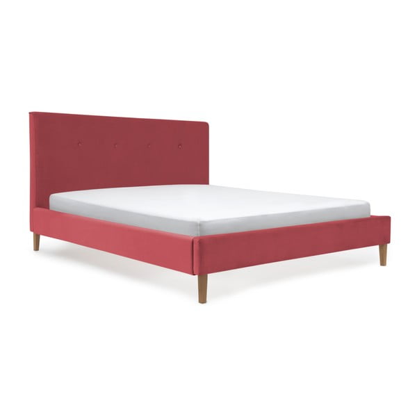 Czerwone łóżko z naturalnymi nóżkami Vivonita Kent, 160 x 200 cm