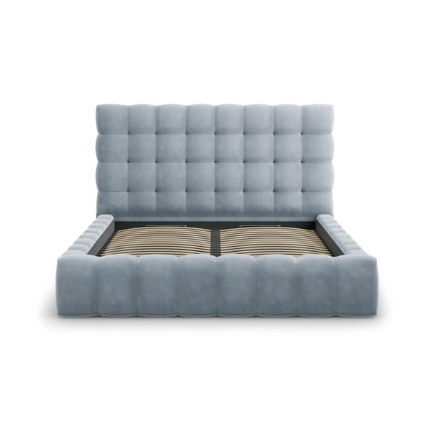Jasnoniebieskie tapicerowane łóżko dwuosobowe ze schowkiem i stelażem 180x200 cm Bali – Cosmopolitan Design-image-3