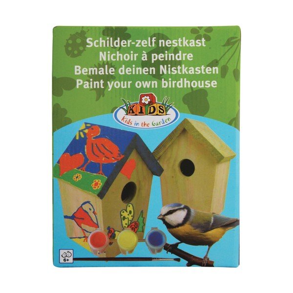 Drewniana budka dla ptaków z farbami Esschert Design-image-1