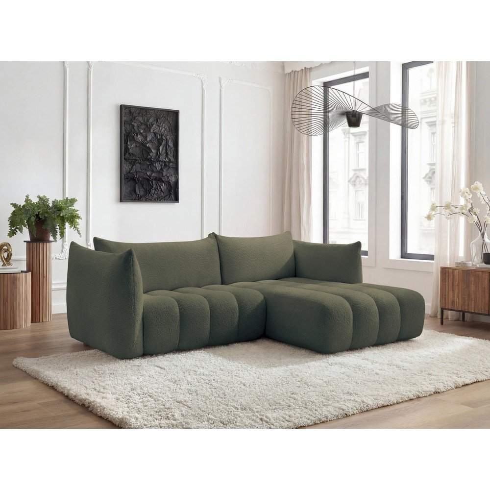 Zielony narożnik z materiału bouclé (prawostronny/z szezlongiem) Azra – Bobochic Paris (zdjęcie 10)