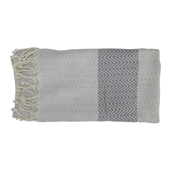 Szary ręcznik kąpielowy tkany ręcznie z wysokiej jakości bawełny Homemania Damla Hammam, 100 x 180 cm