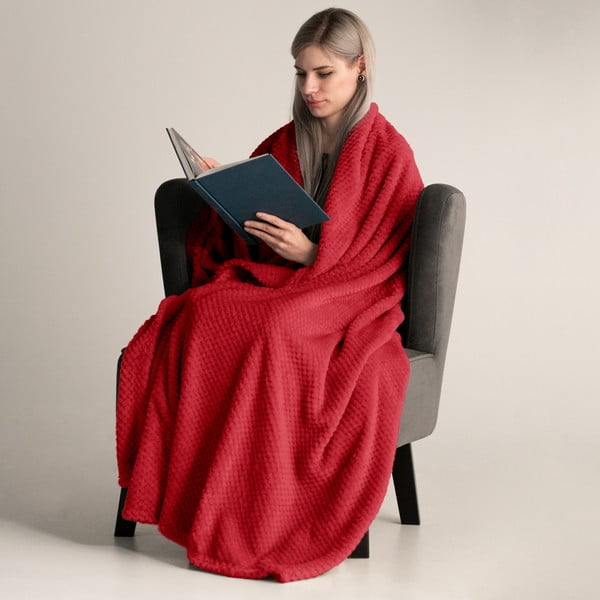 Czerwony koc z mikrowłókna DecoKing Henry, 220x240 cm-image-1