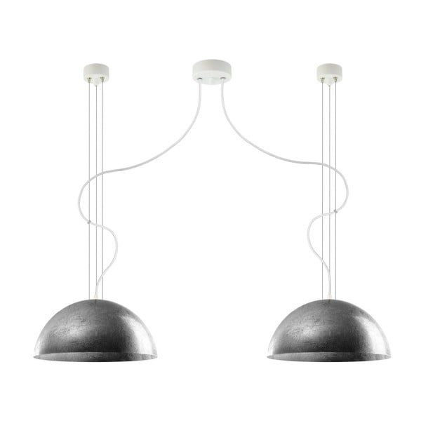 Lampa wisząca w srebrnym kolorze Bulb Attack Cuatro, średnica 40 cm