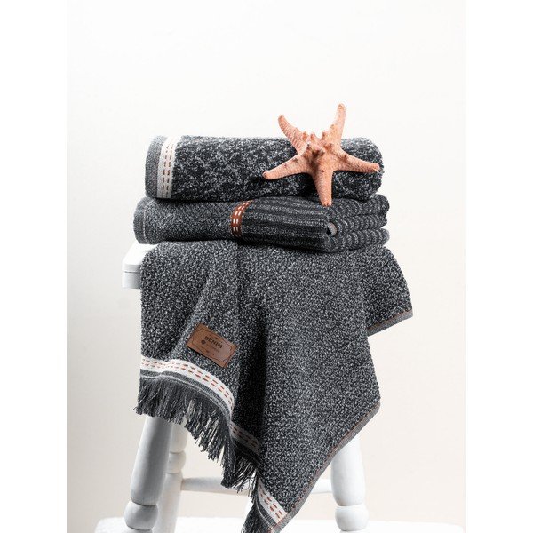 Antracytowe ręczniki zestaw 3 szt. 50x90 cm Denim – Foutastic-image-1