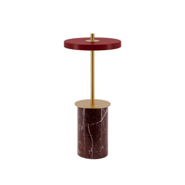 Czerwona marmurowa lampa stołowa LED ze ściemniaczem i metalowym kloszem (wysokość 25,5 cm) Asteria Move Mini – UMAGE