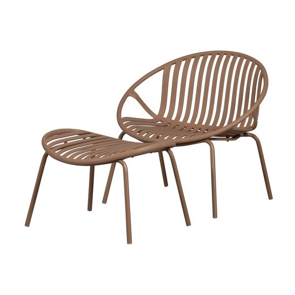 Różowy plastikowy fotel ogrodowy z podnóżkiem Bruce – WOOOD