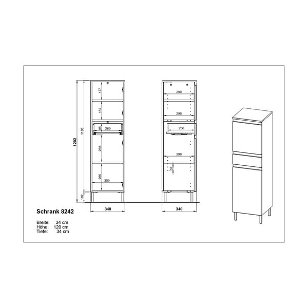 Biała wysoka szafka łazienkowa 34x120 cm Salinas – Germania-image-4