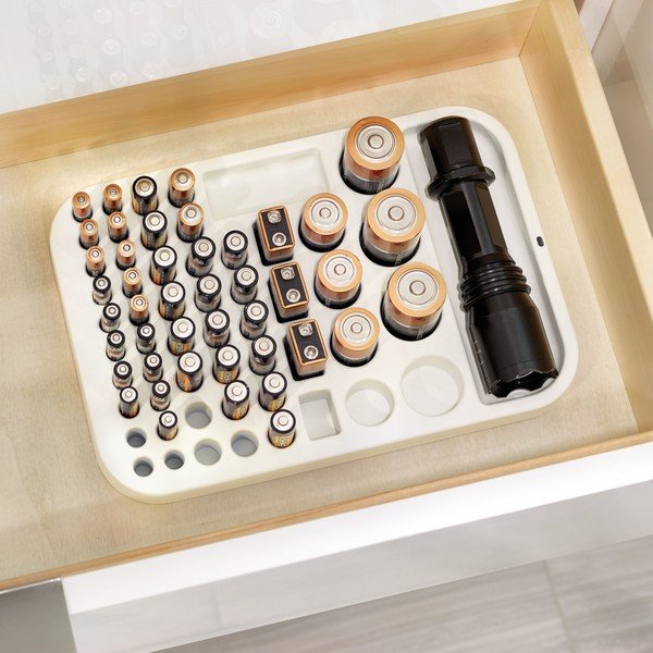 Biały organizer na baterie iDesign Eco Bin, 28,19x19,23 cm-image-1