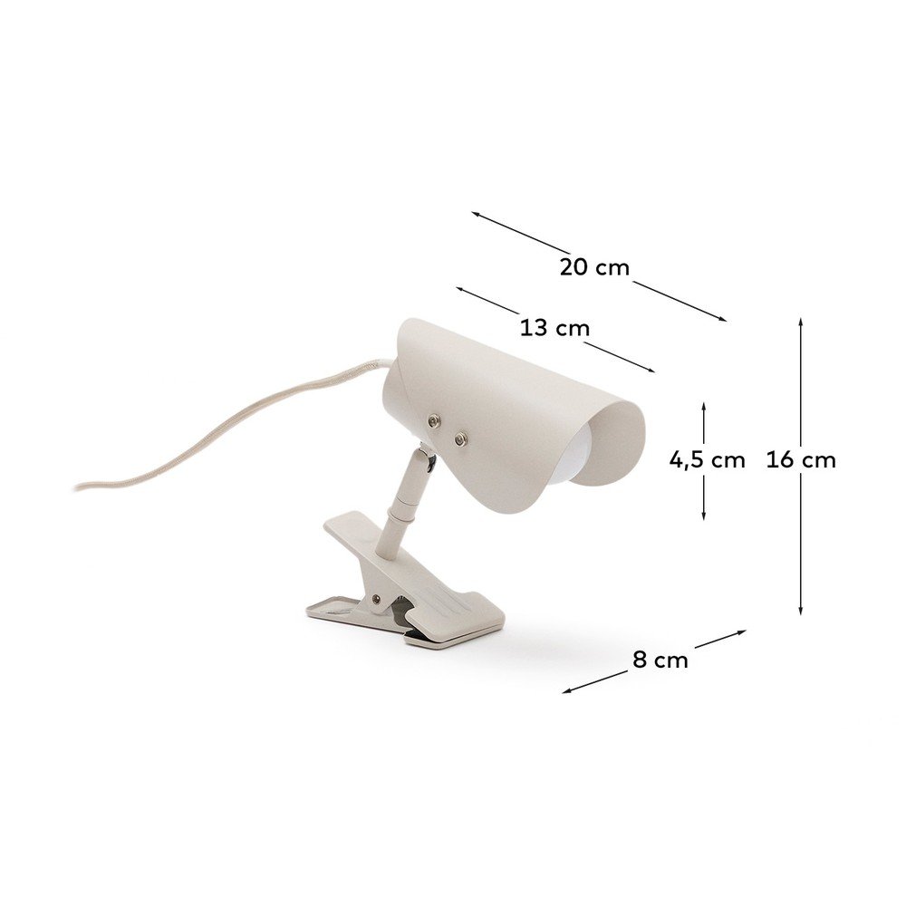 Jasnoszara metalowa lampa stołowa z klipsem (wysokość 16 cm) Jula – Kave Home (zdjęcie 8)