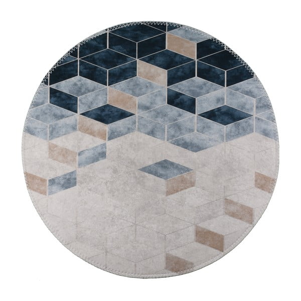 Biało-niebieski okrągły dywan odpowiedni do prania ø 80 cm – Vitaus
