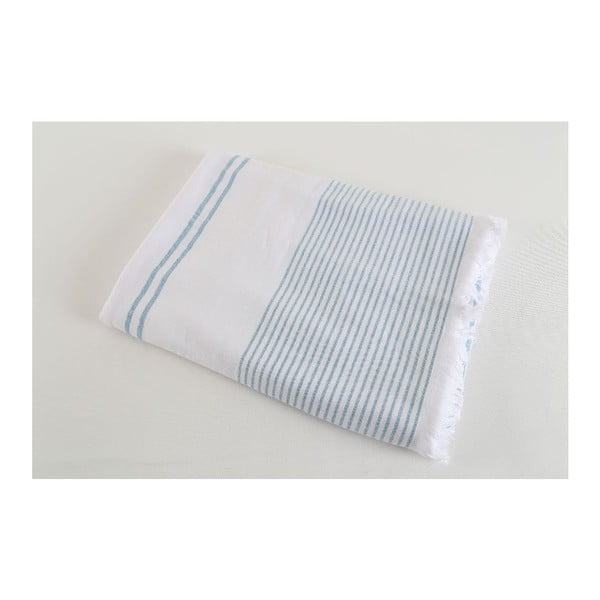 Niebieski ręcznik Hammam Leodikia, 100x150 cm
