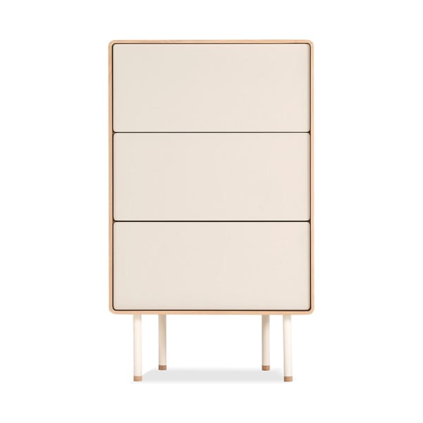 Biało-naturalna wysoka komoda z litego drewna dębowego 60x100 cm Fina – Gazzda