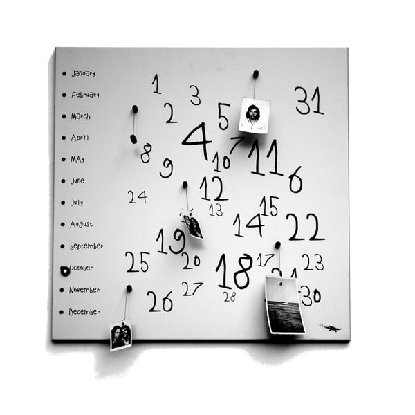 Magnetyczny kalendarz dESIGNoBJECT.it Krok White, 50 x 50 cm 