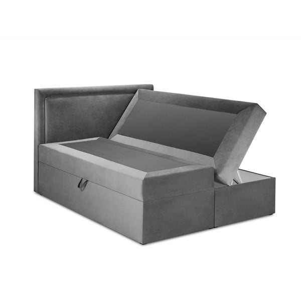 Szare łóżko boxspring ze schowkiem 200x200 cm Yucca – Mazzini Beds-image-4