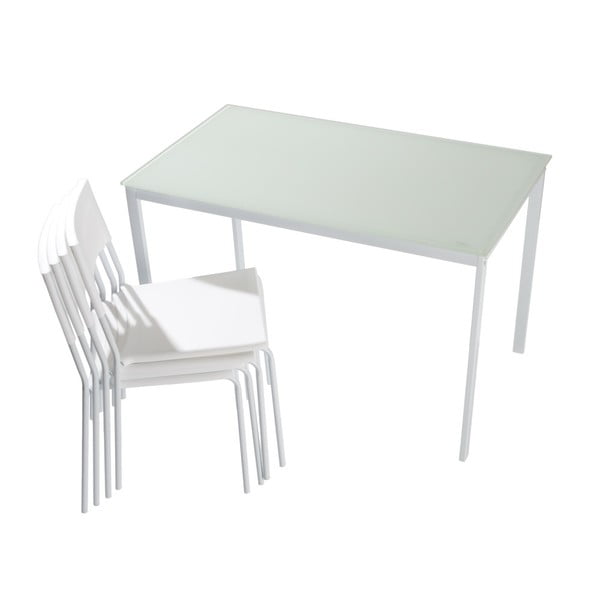 Komplet białego stołu i 4 krzeseł Pondecor Juanito