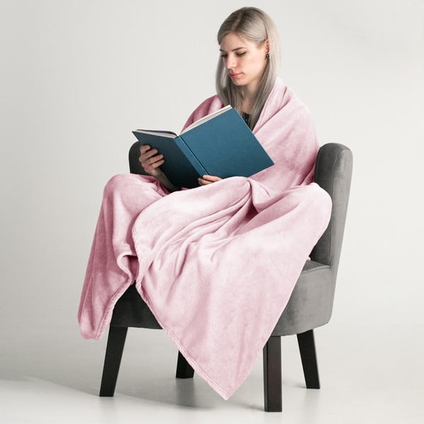 Jasnoróżowy koc z mikrowłókna Decoking Mic, 150x200 cm-image-1