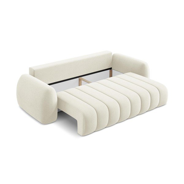 Beżowa sofa rozkładana z materiału bouclé ze schowkiem 266 cm Pele – Makamii-image-3