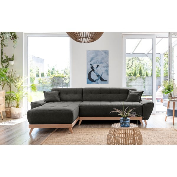 Ciemnoszary rozkładany narożnik wielofunkcyjny Miuform Dazzling Daisy-image-1