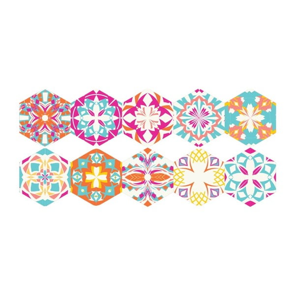 Zestaw 10 naklejek na podłogę Ambiance Floor Stickers Hexagons Lusiana, 40x90 cm