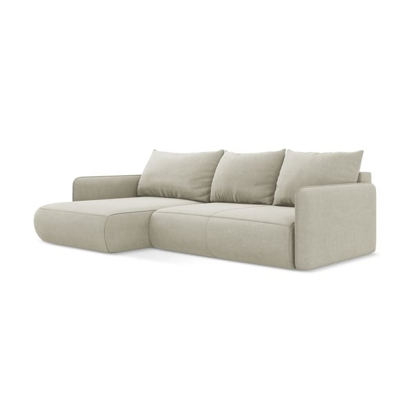 Kremowy rozkładany/ze schowkiem narożnik (lewostronny) Nanea – Makamii-image-3