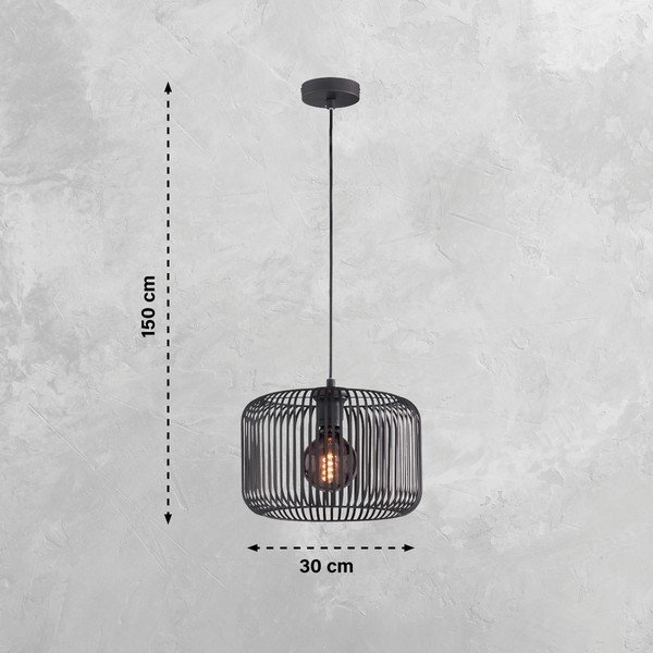 Czarna lampa wisząca z metalowym kloszem ø 30 cm Cage – Fischer & Honsel-image-2