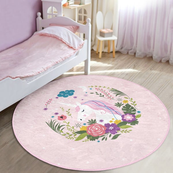 Różowy dywan dziecięcy ø 120 cm Comfort – Mila Home-image-3
