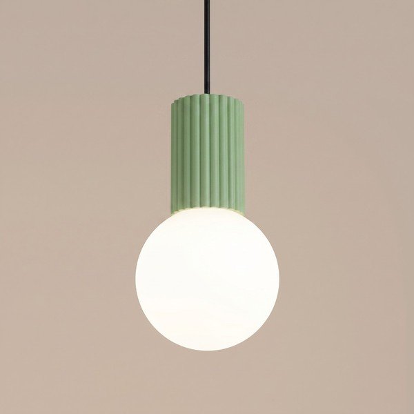 Szałwiowa lampa wisząca z opalowego szkła ø 12 cm Orbital – Sollux-image-2